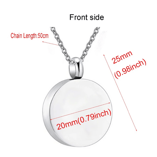 Blank Round Cremation Pendant – Memorial Urn Necklace for Ashes & Keepsakes - Lumen Memory