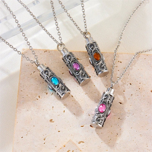 Cremation Urn Necklace – Stainless Steel Memorial Pendant - Lumen Memory