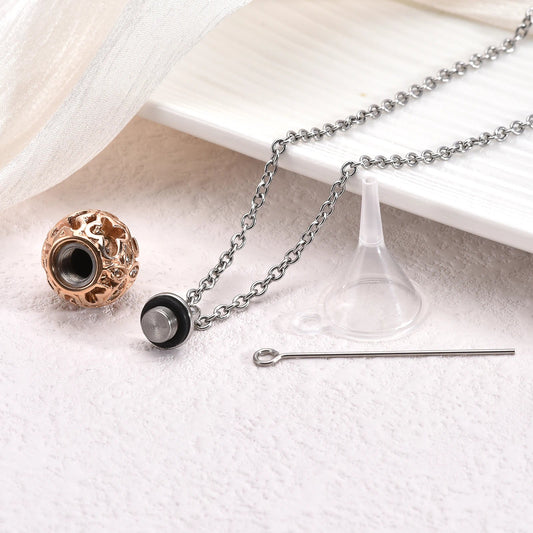 Hollow Lantern Cremation Necklace – Spiritual Memorial Urn Pendant with Funnel Kit - Lumen Memory