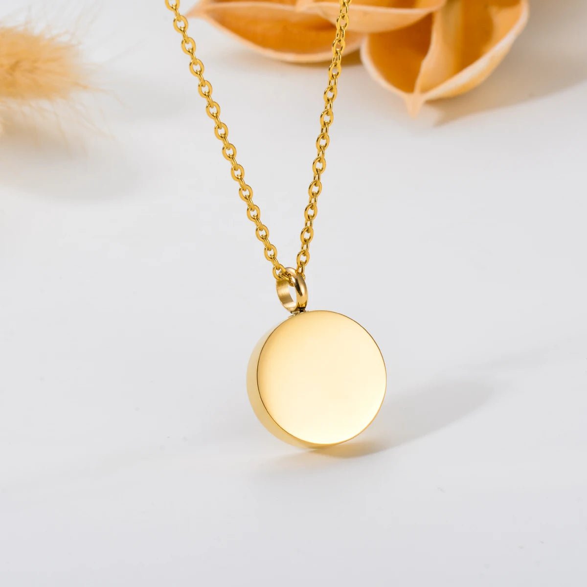 Blank Round Cremation Pendant – Memorial Urn Necklace for Ashes & Keepsakes - Lumen Memory