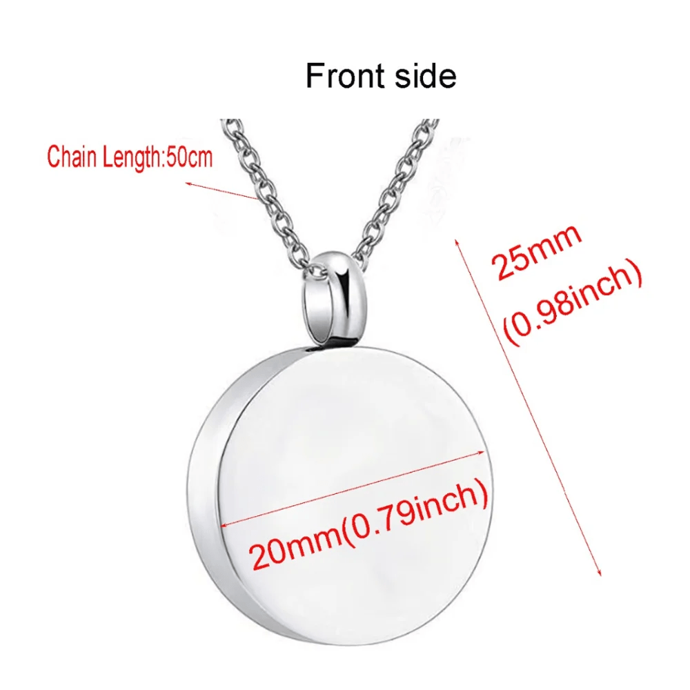 Blank Round Cremation Pendant – Memorial Urn Necklace for Ashes & Keepsakes - Lumen Memory