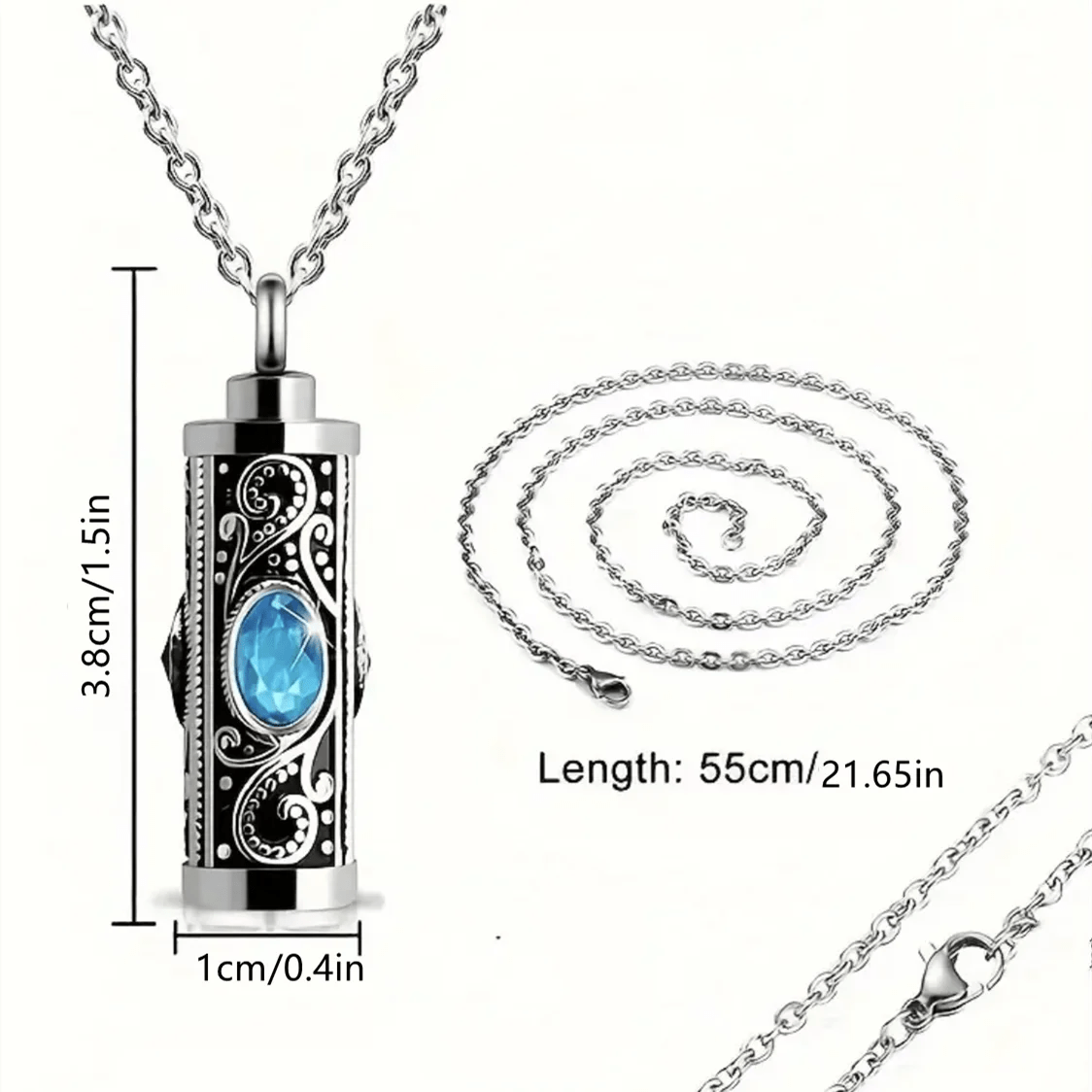 Cremation Urn Necklace – Stainless Steel Memorial Pendant - Lumen Memory