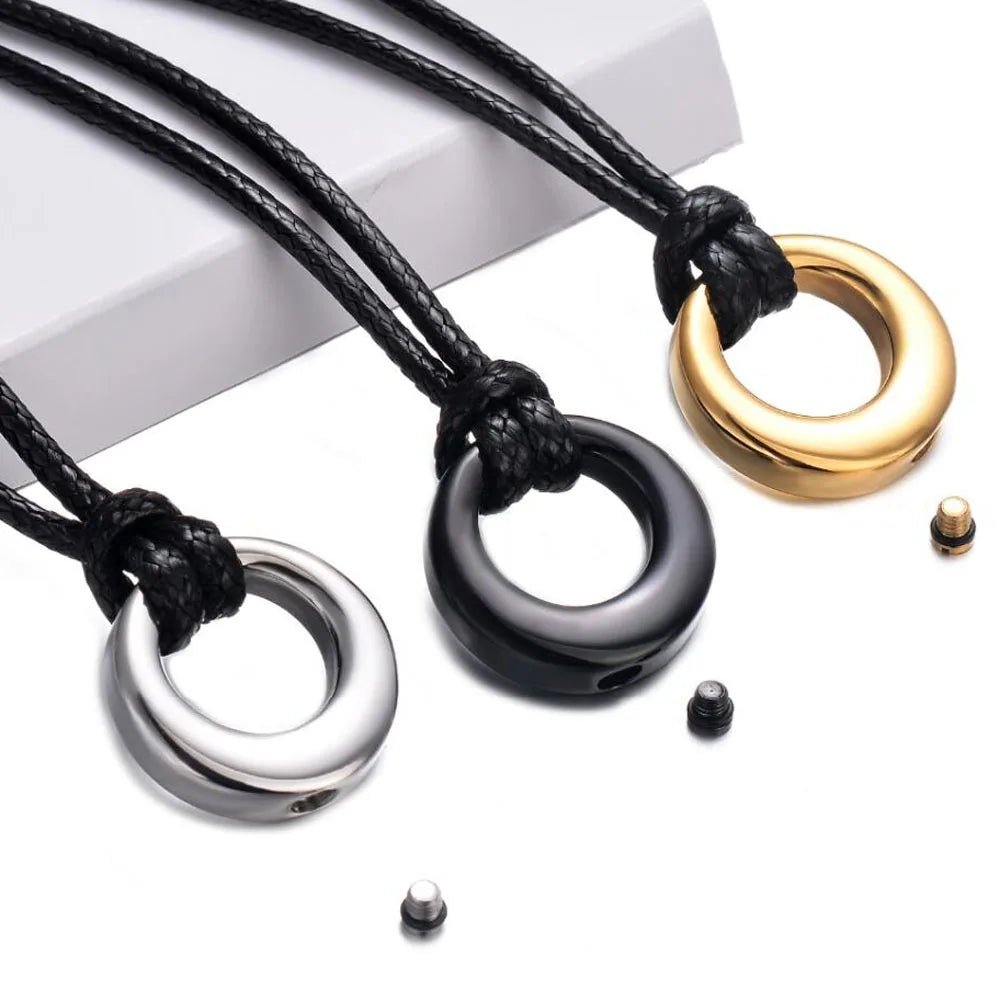 Eternal Circle of Life Cremation Necklace – Timeless Memorial Jewelry with Funnel Kit - Lumen Memory