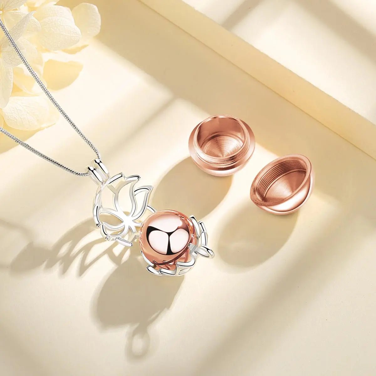 Lotus Blossom Keepsake Urn Necklace - Lumen Memory