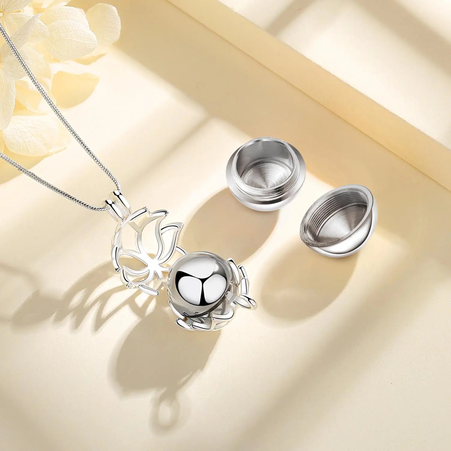 Lotus Blossom Keepsake Urn Necklace - Lumen Memory