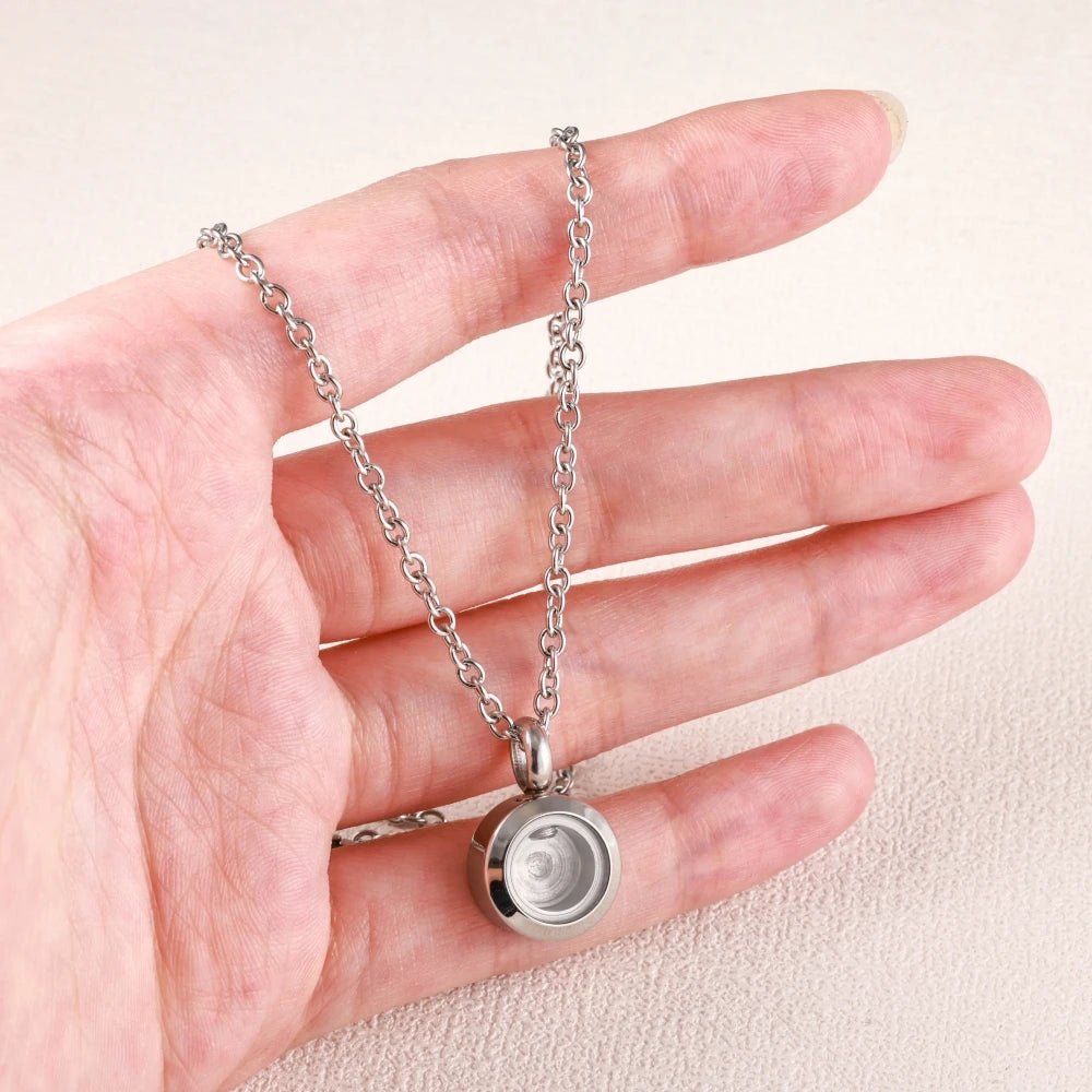 Round Stainless Steel Cremation Pendant – Memorial Urn Necklace for Ashes - Lumen Memory
