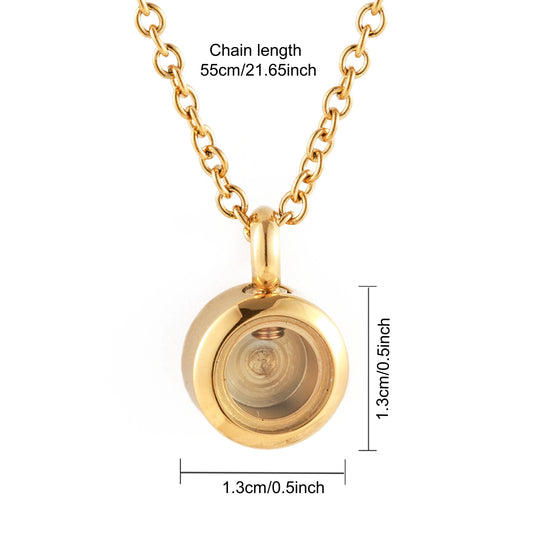 Round Stainless Steel Cremation Pendant – Memorial Urn Necklace for Ashes - Lumen Memory