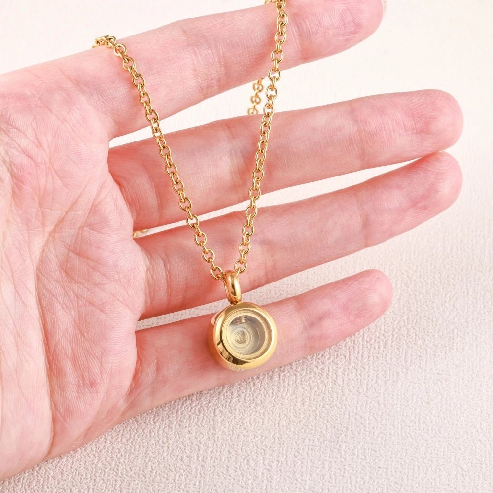 Round Stainless Steel Cremation Pendant – Memorial Urn Necklace for Ashes - Lumen Memory