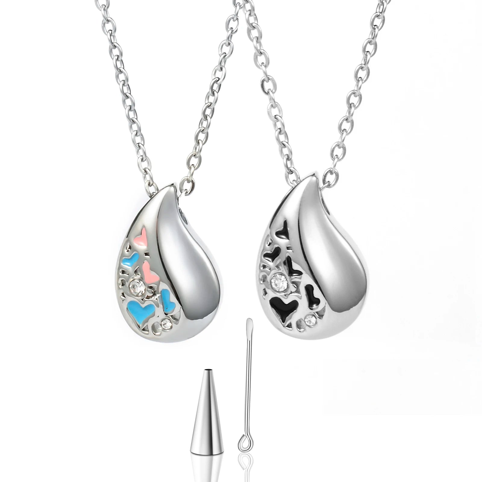 Teardrop Heart Urn Necklace – Stainless Steel Cremation Pendant for Ashes - Lumen Memory