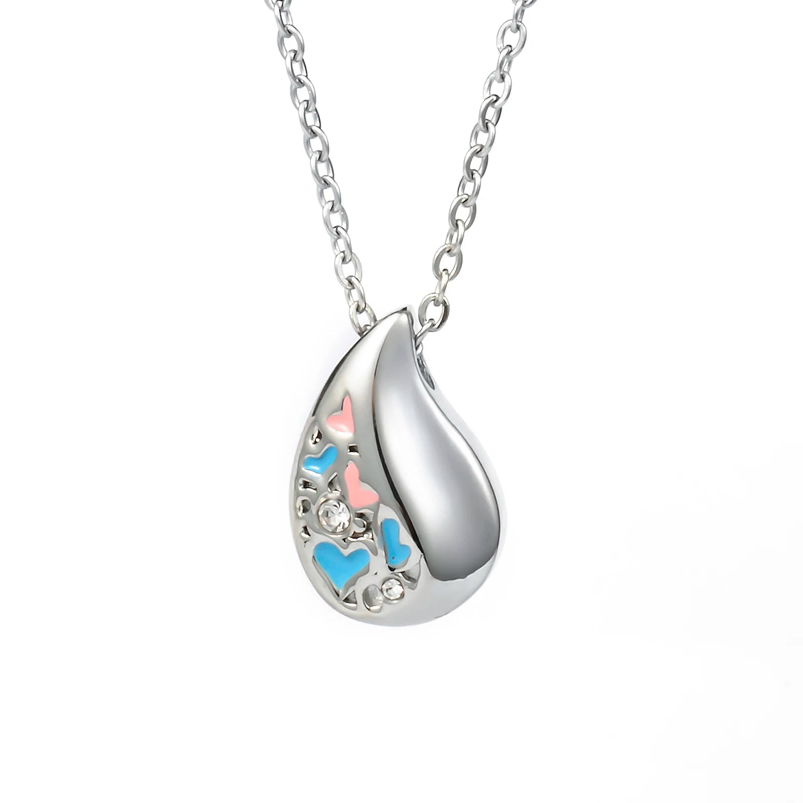 Teardrop Heart Urn Necklace – Stainless Steel Cremation Pendant for Ashes - Lumen Memory