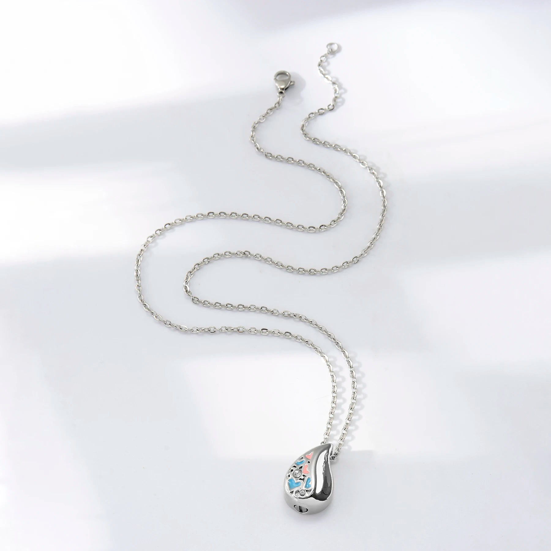 Teardrop Heart Urn Necklace – Stainless Steel Cremation Pendant for Ashes - Lumen Memory