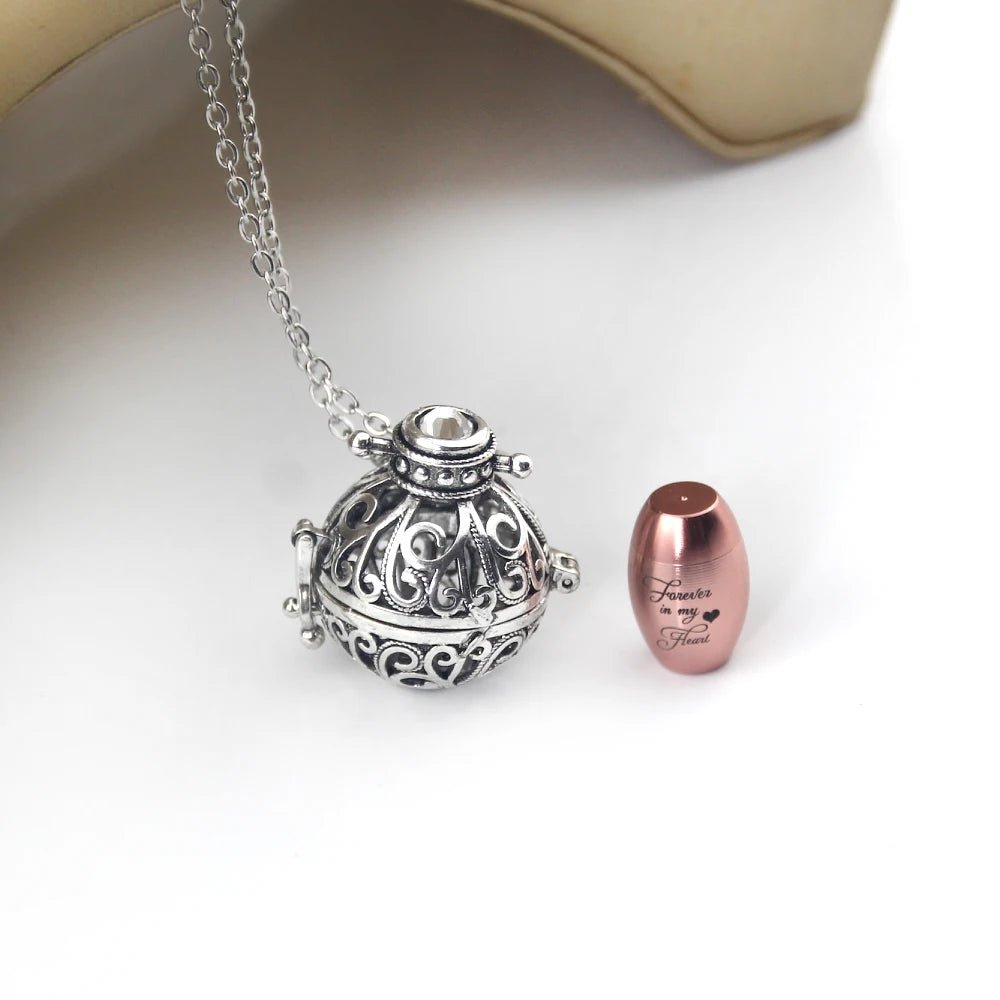 Vintage Hollow Flower Cremation Necklace – Elegant Memorial Urn Jewelry with Funnel Kit - Lumen Memory