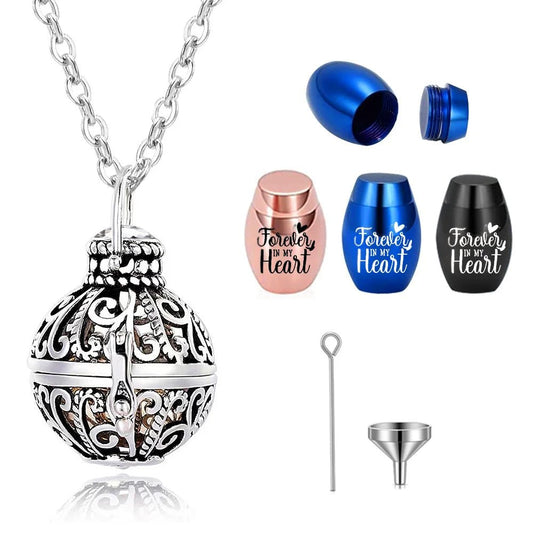 Vintage Hollow Flower Cremation Necklace – Elegant Memorial Urn Jewelry with Funnel Kit - Lumen Memory