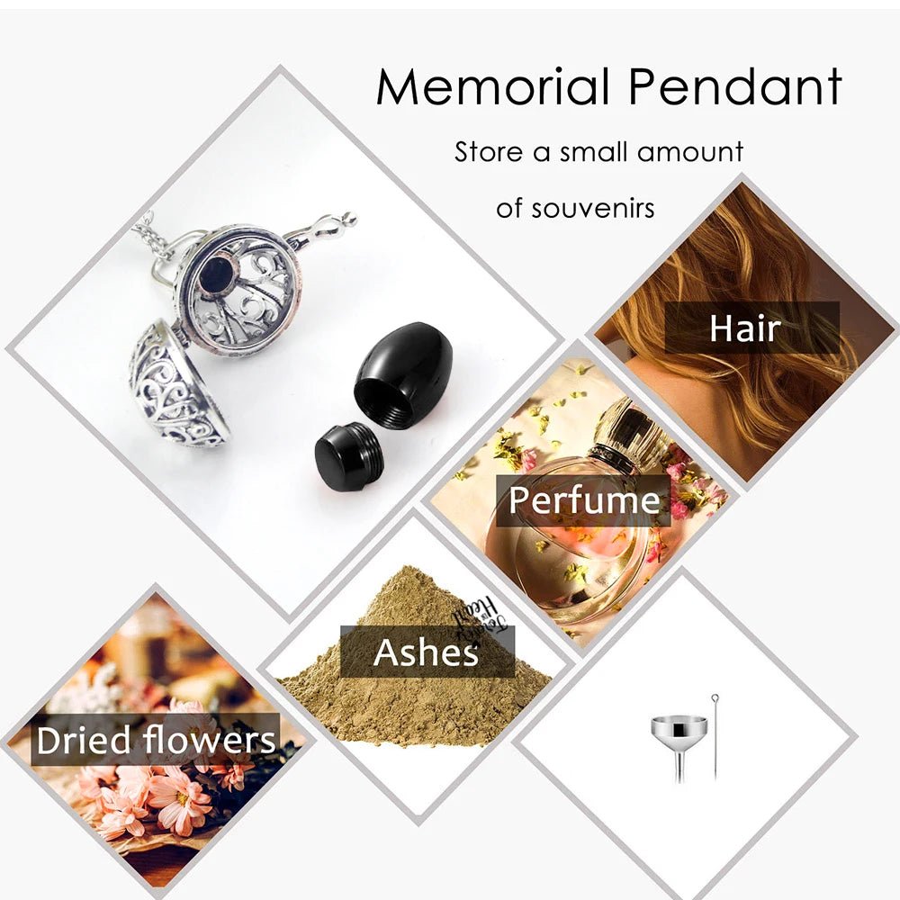 Vintage Hollow Flower Cremation Necklace – Elegant Memorial Urn Jewelry with Funnel Kit - Lumen Memory