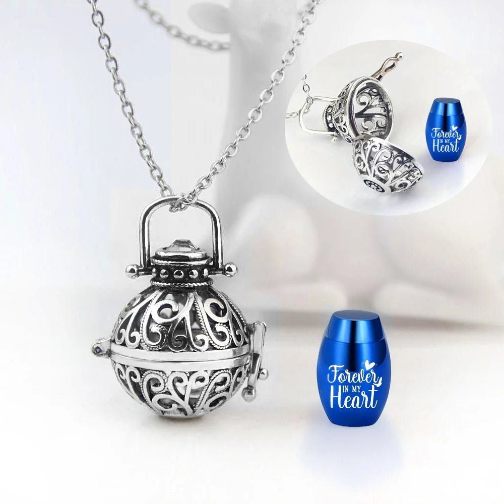 Vintage Hollow Flower Cremation Necklace – Elegant Memorial Urn Jewelry with Funnel Kit - Lumen Memory