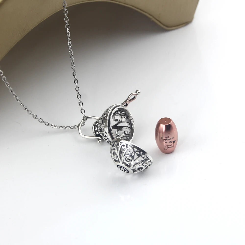 Vintage Hollow Flower Cremation Necklace – Elegant Memorial Urn Jewelry with Funnel Kit - Lumen Memory