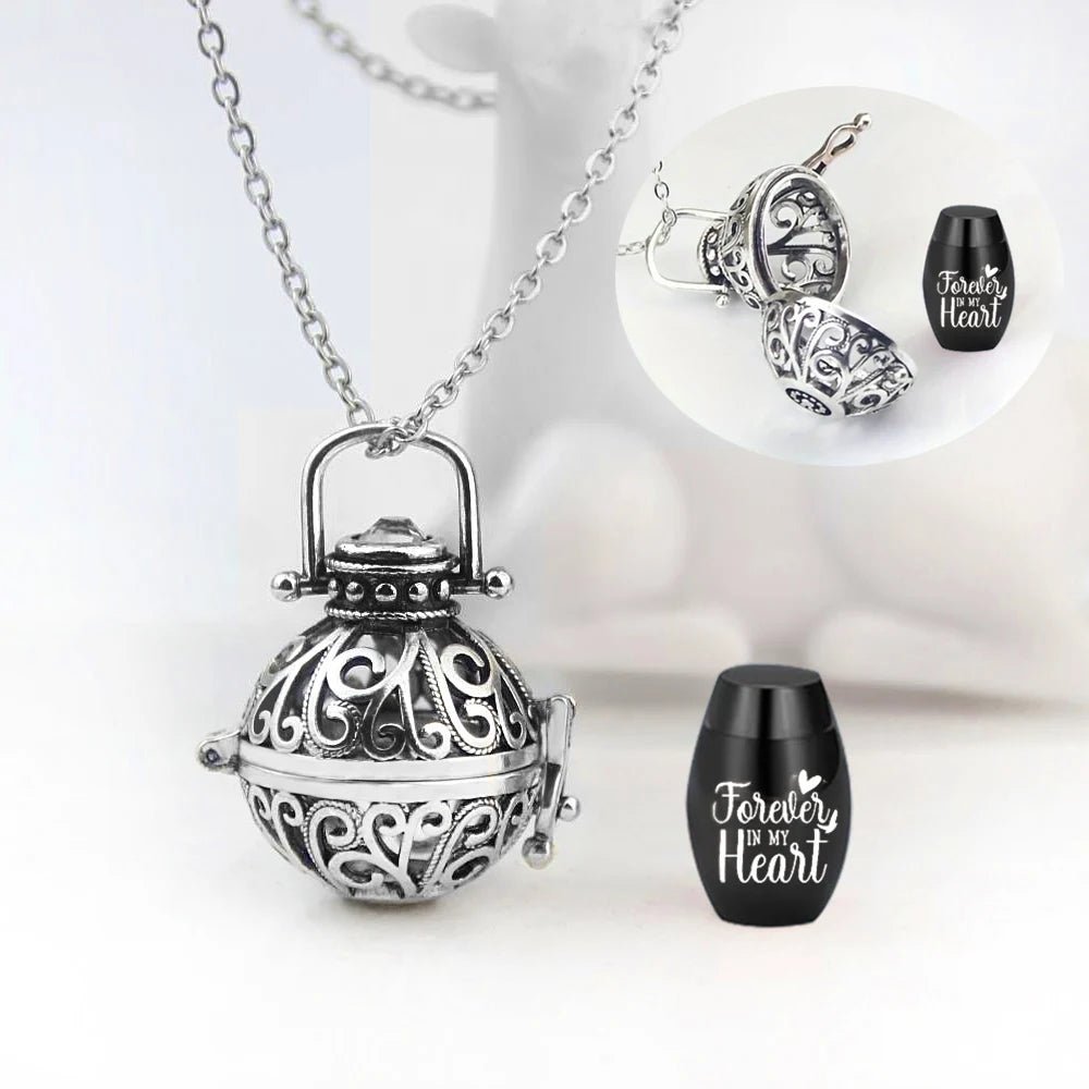 Vintage Hollow Flower Cremation Necklace – Elegant Memorial Urn Jewelry with Funnel Kit - Lumen Memory
