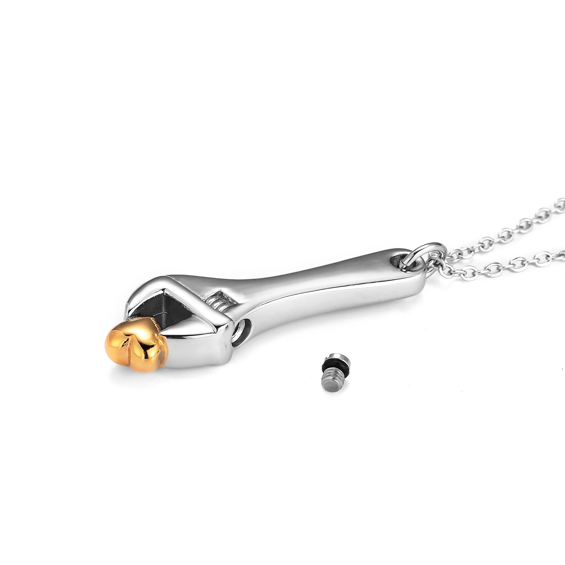 Wrench Memorial Urn Necklace – Cremation Pendant for Ashes - Lumen Memory