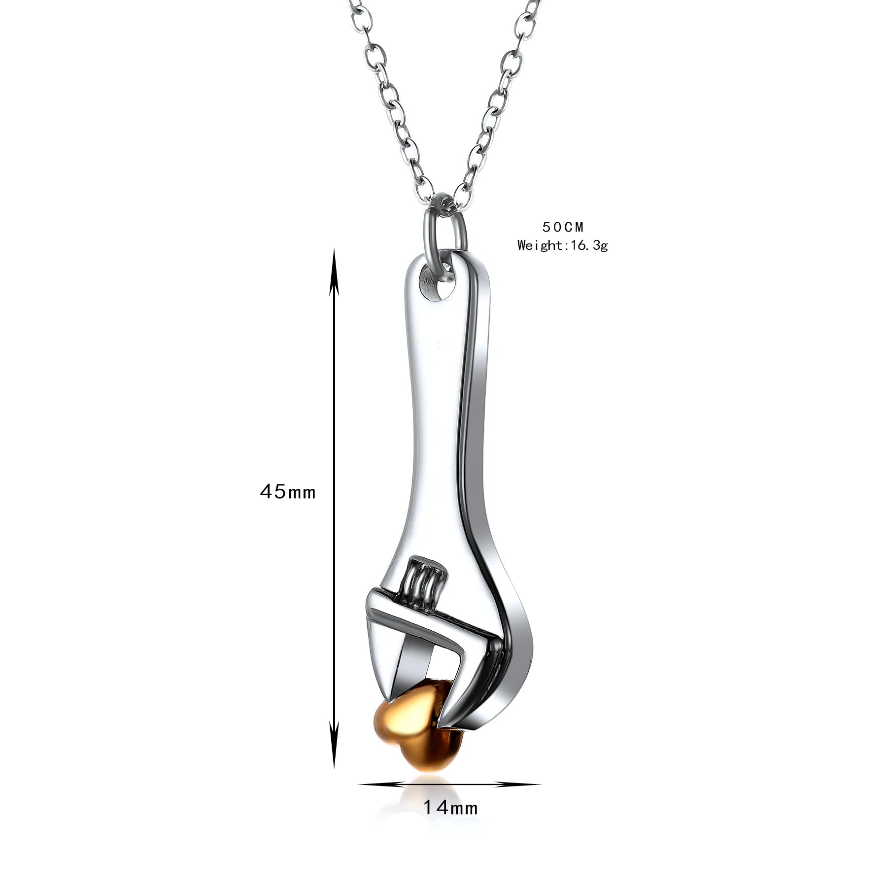 Wrench Memorial Urn Necklace – Cremation Pendant for Ashes - Lumen Memory